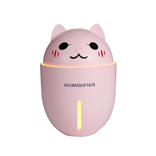 Cool Mist Humidifier 3 In 1 Air Purifier Cute Cat Portable Humidifier Steam USB Night Light Fan For Car Home Office Outdoor 10 hours (Pink) - B07DTH2XVH